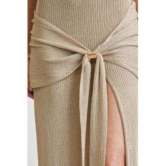 VESTIDO DORADO LARGO METAL