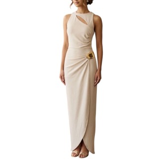 VESTIDO LARGO NATURAL METAL