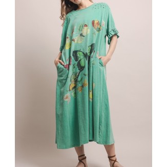 VESTIDO VERDE LARGO MARIPOSA