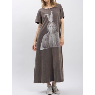 VESTIDO LARGO TSHIRT NATIVO CAFE