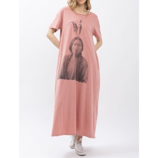 VESTIDO LARGO ROSA INDIO