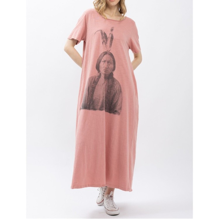 VESTIDO LARGO ROSA INDIO