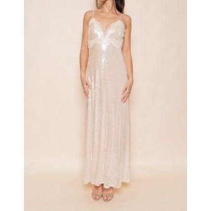 VESTIDO IVORY LENTEJUELA LARGO