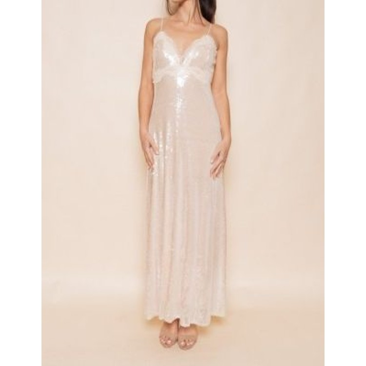 VESTIDO IVORY LENTEJUELA LARGO