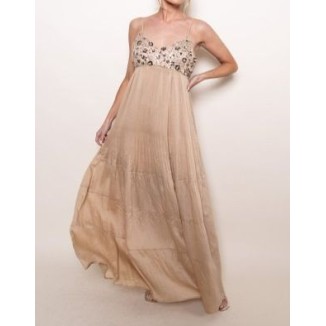 VESTIDO TAUPE MAXI VUELO