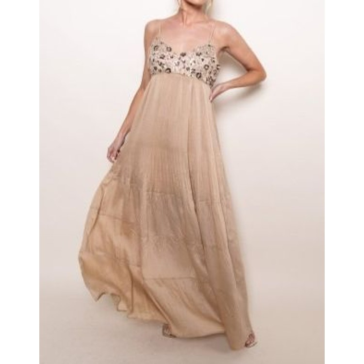 VESTIDO TAUPE MAXI VUELO