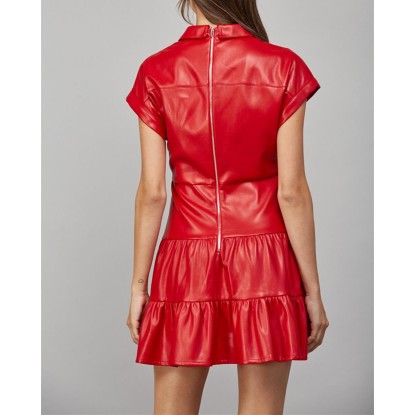 VESTIDO CORTO ROJO VINIPIEL