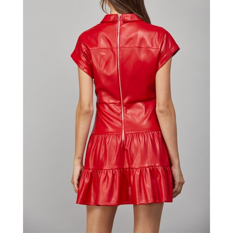 VESTIDO CORTO ROJO VINIPIEL