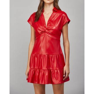 VESTIDO CORTO ROJO VINIPIEL