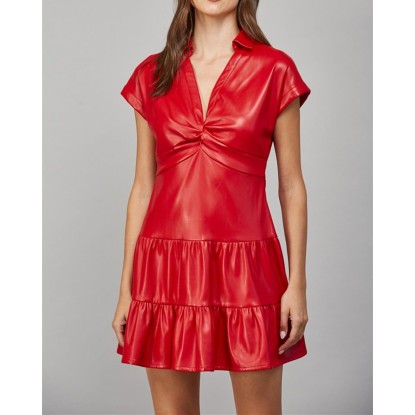 VESTIDO CORTO ROJO VINIPIEL
