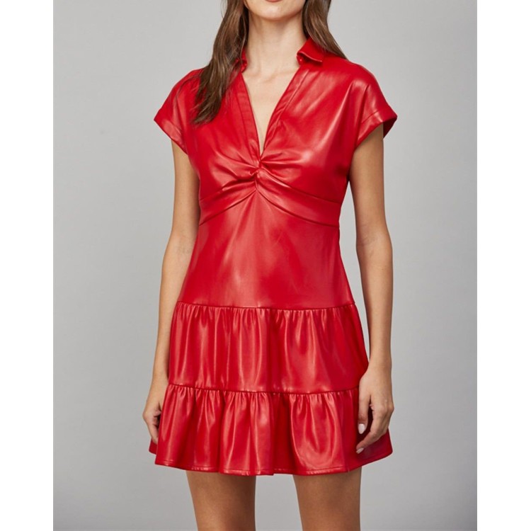 VESTIDO CORTO ROJO VINIPIEL