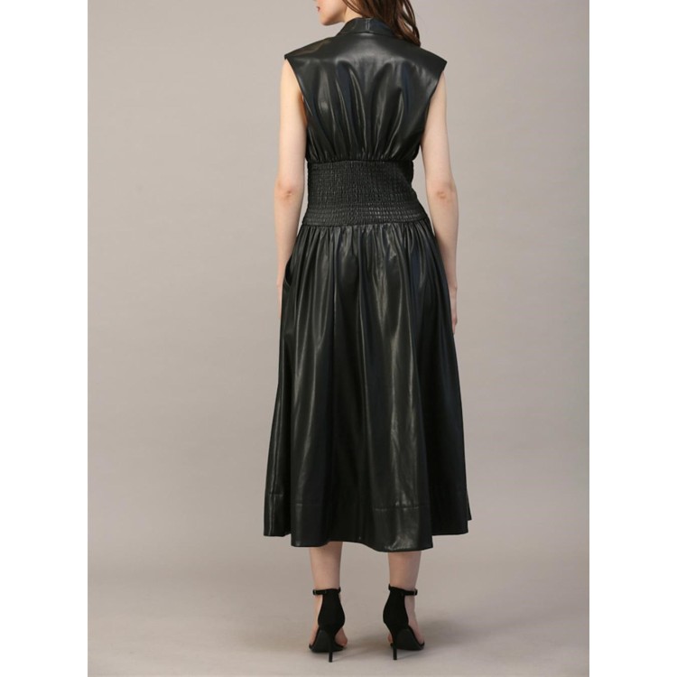 VESTIDO LARGO NEGRO VINIPIEL