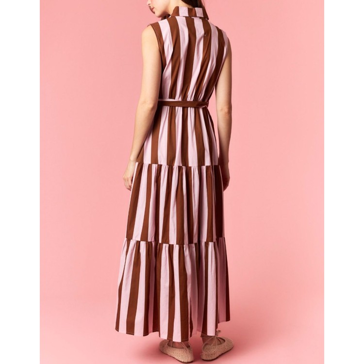 VESTIDO LARGO CAFE RAYAS