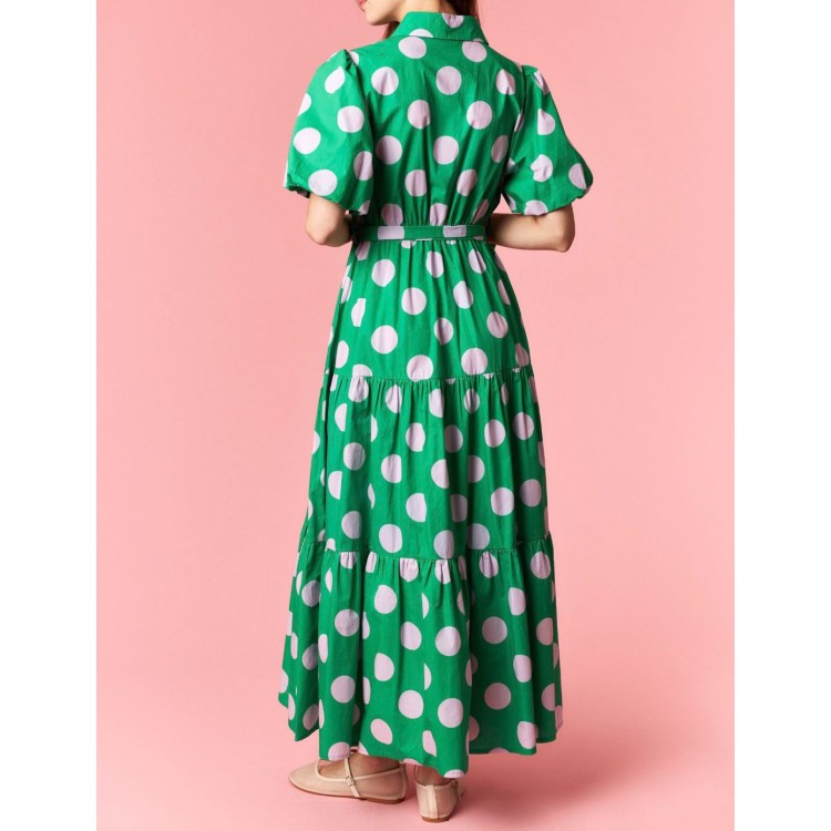 VESTIDO VERDE MAXI POLKA