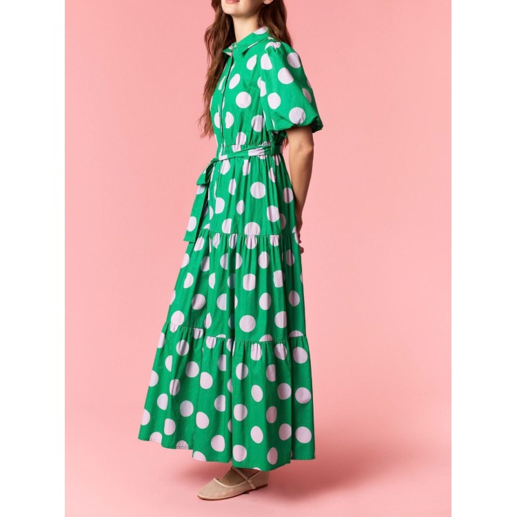 VESTIDO VERDE MAXI POLKA