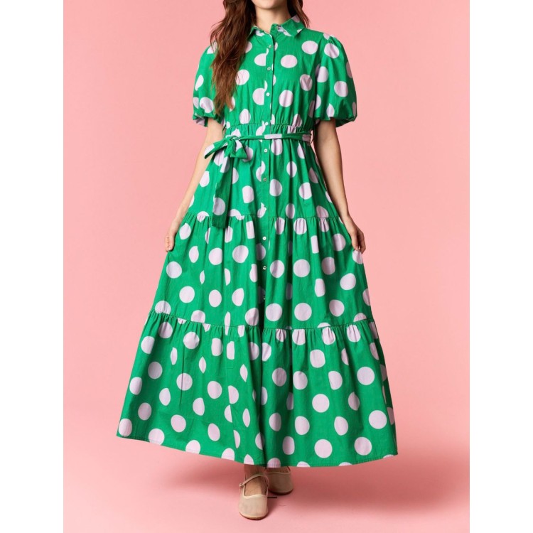 VESTIDO VERDE MAXI POLKA