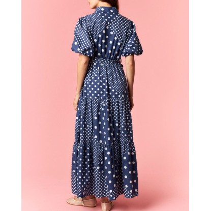 VESTIDO NAVY MAXI POLKA