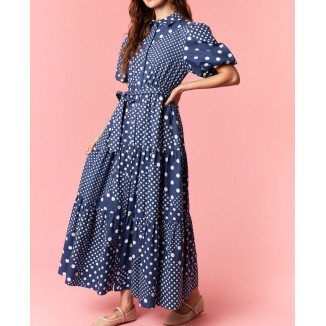 VESTIDO NAVY MAXI POLKA