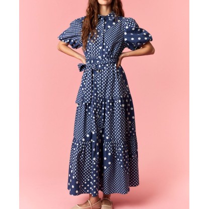 VESTIDO NAVY MAXI POLKA