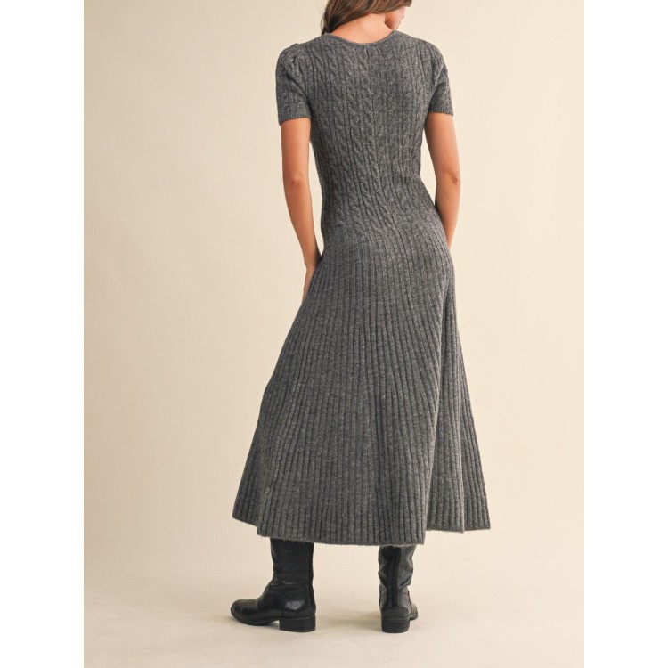 VESTIDO LARGO GRIS PUNTO