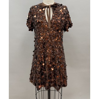 VESTIDO CAFE LENTEJUELA