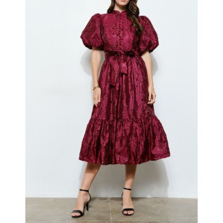 VESTIDO LARGO VINO BORDADO