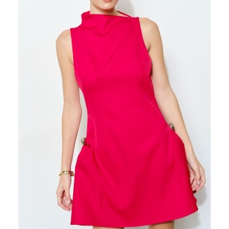 VESTIDO CORTO ROJO AGLOBADO