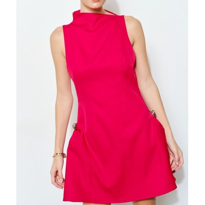 VESTIDO CORTO ROJO AGLOBADO