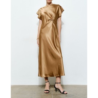 VESTIDO SATIN MANGA CORTA GOLD