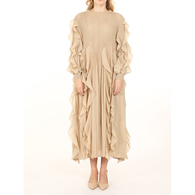 VESTIDO 3/4 MANGA OLANES BEIGE