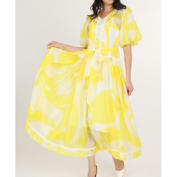 VESTIDO MIDI PRINT AMARILLO