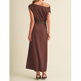 VESTIDO VINO LARGO LAPIZ