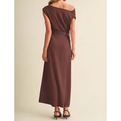 VESTIDO VINO LARGO LAPIZ