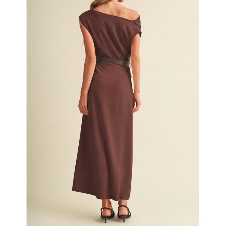 VESTIDO VINO LARGO LAPIZ