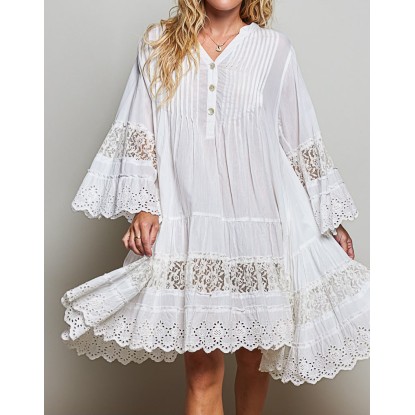 VESTIDO BLANCO CORTO BOHO
