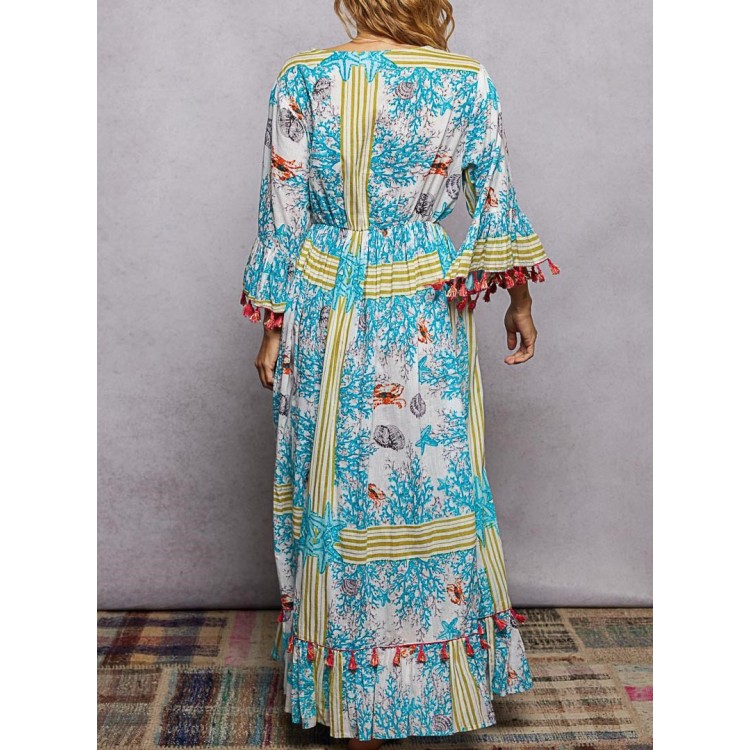 VESTIDO LARGO AZUL MULTI