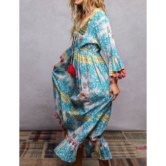 VESTIDO LARGO AZUL MULTI