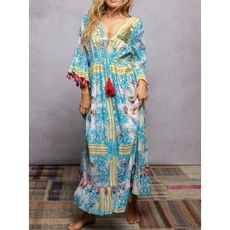 VESTIDO LARGO AZUL MULTI