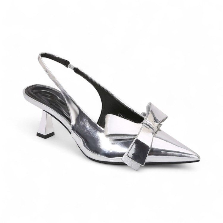 ZAPATILLA PLATA MOÑO LISO 