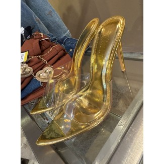 ZAPATILLA DORADA TRANSPARENTE 